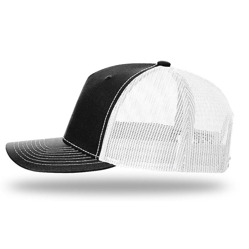 Single Character Cap (PERSONALIZE) -Richardson 112FP Split (black/white)